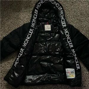Moncler Black Quilted Puffer with Logo Tape
